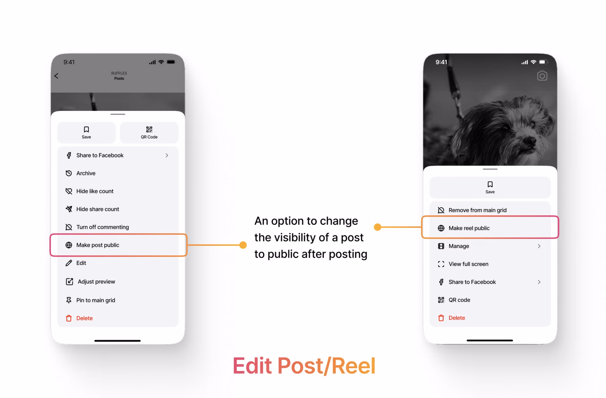 Make selective posts public on Instagram