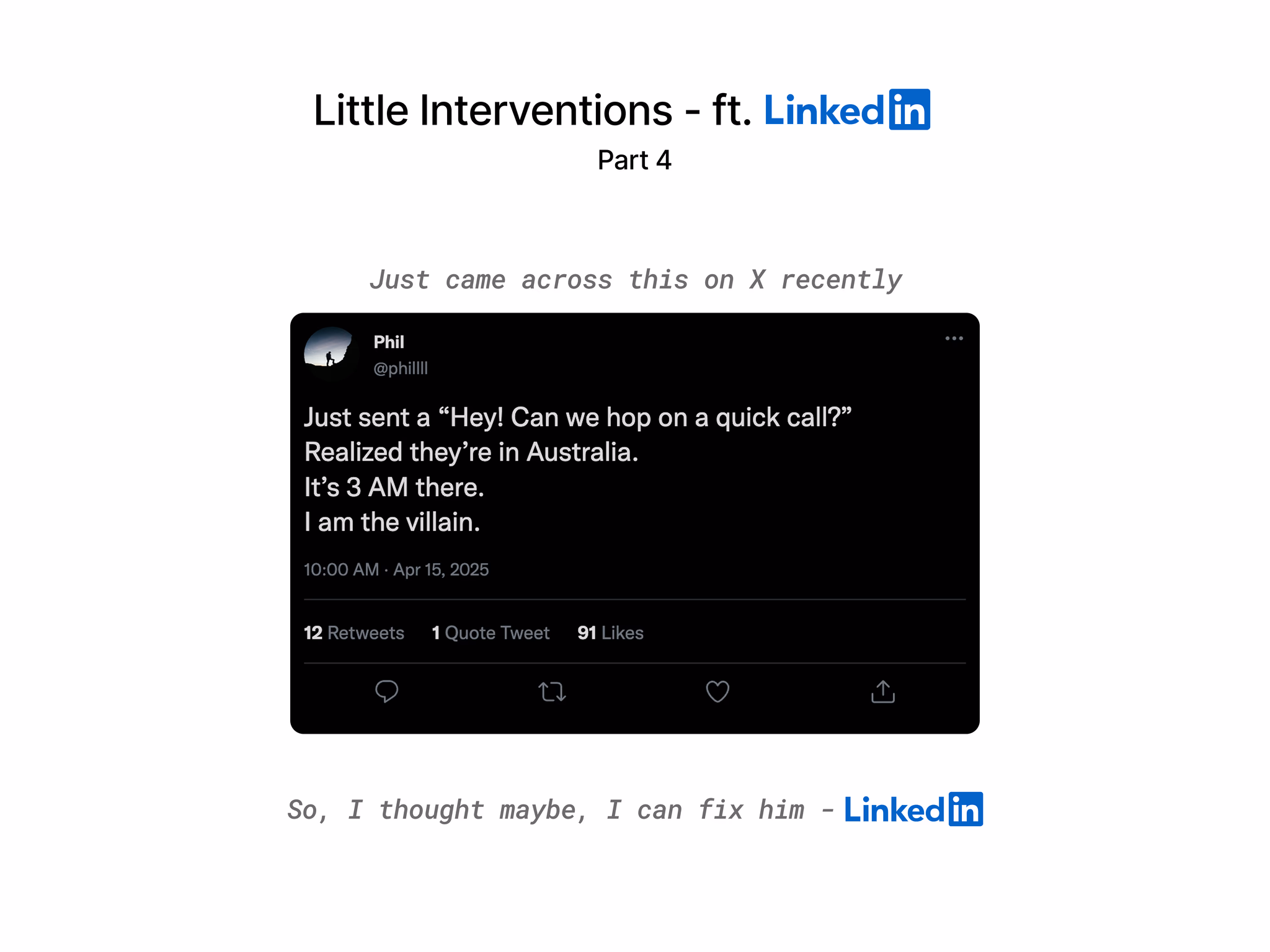 LinkedIn timezone of person on chat
